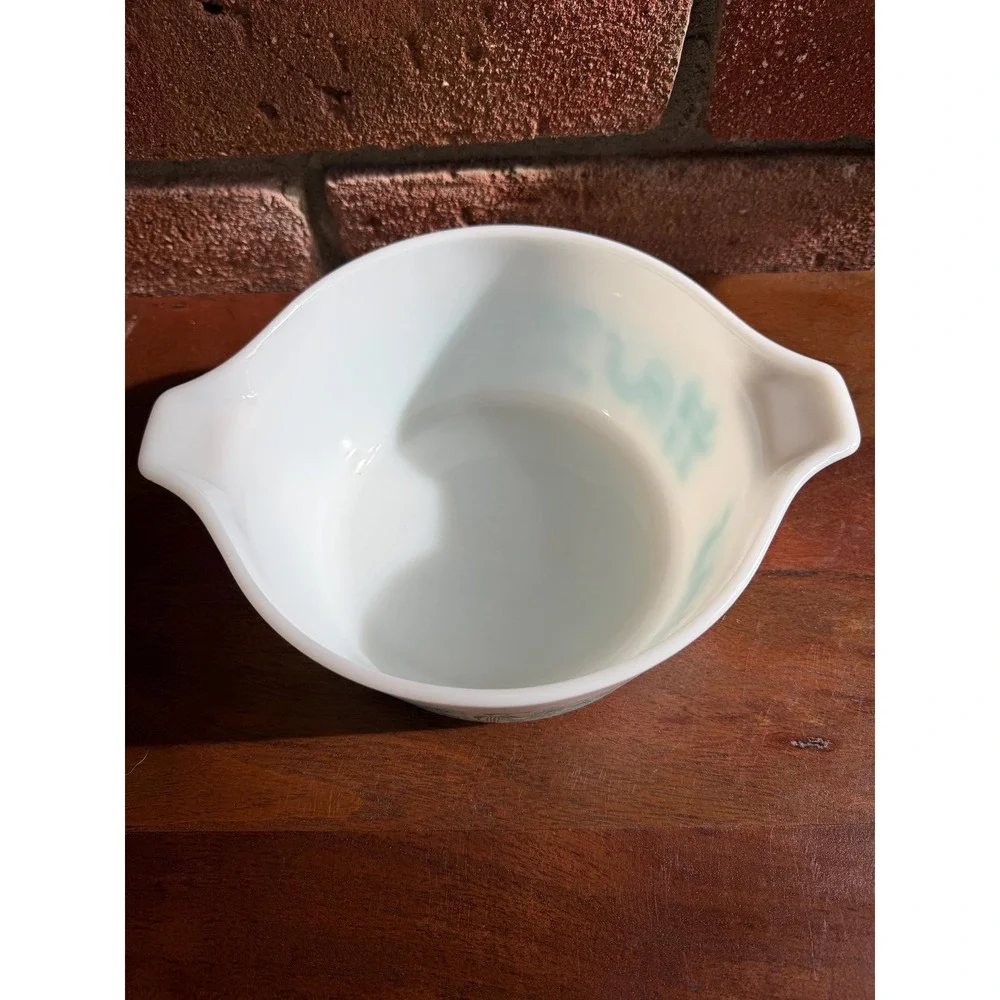 Vintage Pyrex Amish Butterprint Casserole Dishes Set, Turquoise Milk Glass